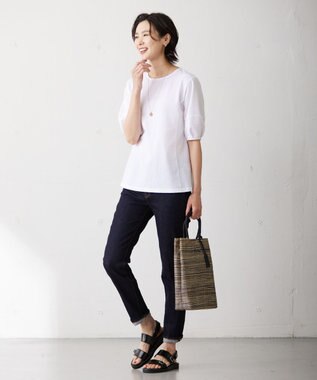 J.PRESS LADIES L 【WEB限定カラーあり・抗菌消臭・吸水速乾】サッカージャージー ボリュームスリーブ カットソー ホワイト系