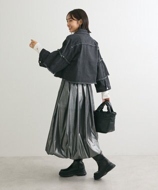 Green Parks ・ＤＯＵＢＬＥ　ＦＬＡＧＳ　フレアスリーブＧジャン Black