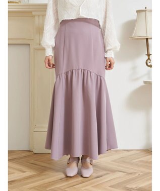 earth music&ecology ギャザー切替マーメイドスカート Grayish Pink