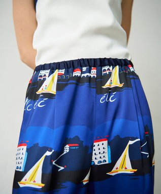 GRACE CONTINENTAL マリンプリントイージーパンツ ブルー