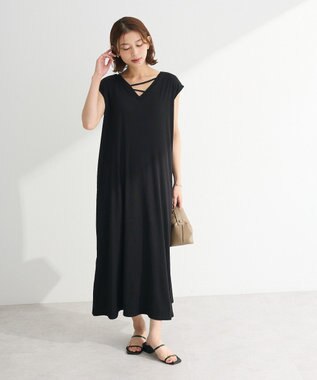 Green Parks 前後２ＷＡＹウエストタックワンピース Black