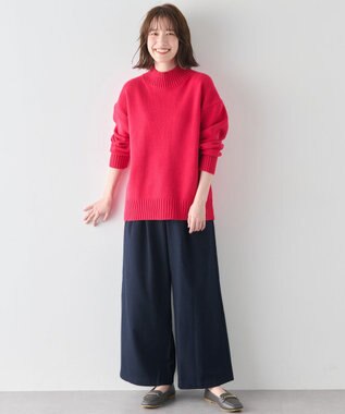 ANY 【洗濯機可/ウエストゴム】ウーリッシュ２タックワイドパンツ ネイビー