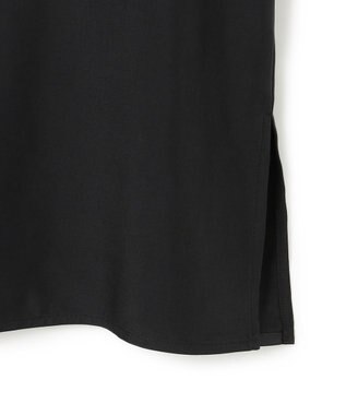 ICB L 【接触冷感・洗える】Cu/Peソフトツイル デザインブラウス ブラック系