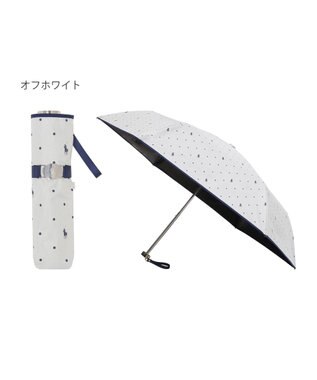 MOONBAT POLO RALPH LAUREN（ポロ ラルフローレン）晴雨兼用日傘 ドット 遮光率100% 遮熱 遮熱 UV オフホワイト