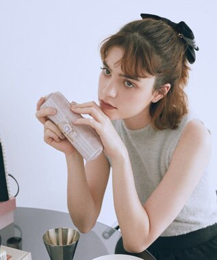 Maison de FLEUR ベロアレースロングポーチ Grayish Pink