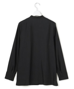 ICB L 【接触冷感・洗える】Cu/Peソフトツイル デザインブラウス ブラック系