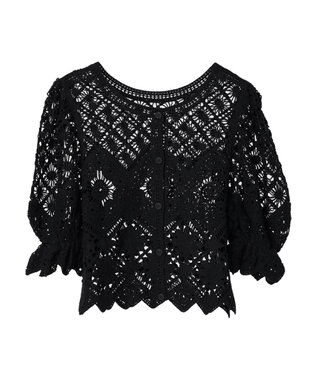 Green Parks ・ＳＵＧＡＲ　ＳＰＯＯＮ　２ｗａｙクロシェカーディガン Black