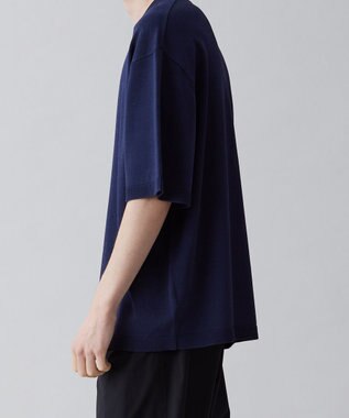 UNFILO MENS 【接触冷感】イージーケア ニット半袖Ｔシャツ [23年春夏商品] ネイビー