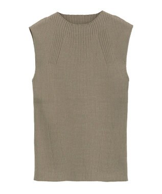 earth music&ecology ランダムリブボトルネックノースリーブニット Mocha