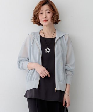 23区 【先行予約】シャイニーシアーニット ジップアップ パーカー