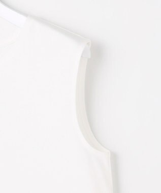 J.PRESS LADIES コットンスムース ノースリーブ シャツテール カットソー ホワイト系