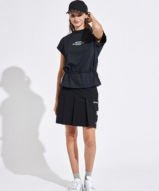 PW CIRCULUS 【UVカット / 吸水速乾 / 伸縮性抜群】【WOMEN】ウエスト切り替えモック T ブラック系