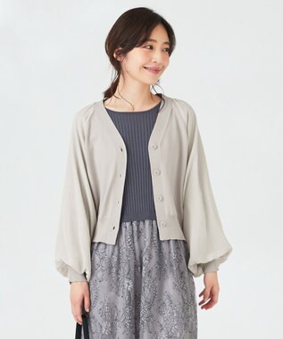 ANY SIS 【洗える】シアースリーブ カーディガン アイスグレー