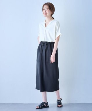 ANY ストレッチピケカシュクールカットソー ホワイト