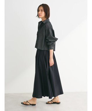 Green Parks ・ＳＵＧＡＲ　ＳＰＯＯＮ　クロップドデニムシャツ Black