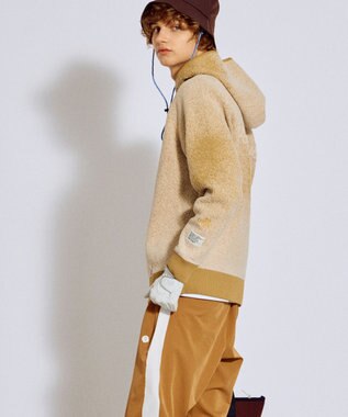 PW CIRCULUS 【手洗い洗濯可】【MEN】グラデーションニットフーディ ゴルフ ベージュ系