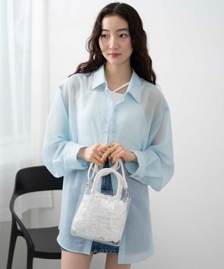 WEGO 巾着付きクリアショルダー ホワイト