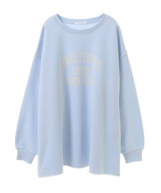 Green Parks 裏起毛配色ステッチロゴチュニック Light Blue