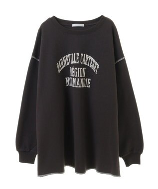 Green Parks 裏起毛配色ステッチロゴチュニック Dark Gray