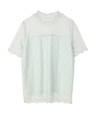 earth music&ecology レースドッキング半袖プルオーバー Mint