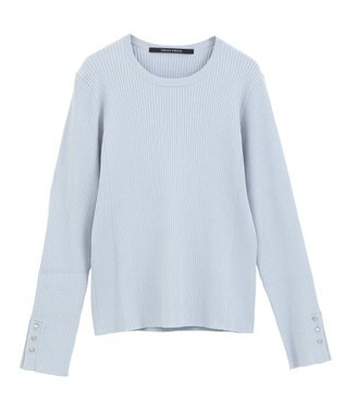 YECCA VECCA 袖釦クルーネックリブニット Light Blue