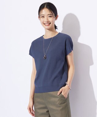 J.PRESS LADIES L 【洗える】レーヨンエリートストレッチ フレンチスリーブ ニット ブルーグレー系
