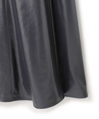 ICB L 【洗える】サテンワックスヴィンテージ フレアスカート ブラック系