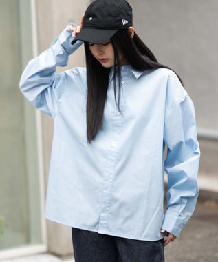 WEGO 【ユニセックス着用ITEM/MLサイズ展開】クロップドブロードシャツ サックス