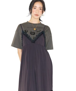 Green Parks ■ＷＩＴＨ　ＫＵＲＵＭＩ．Ｎ　フラワーｐｔＴシャツ Charcoal Gray
