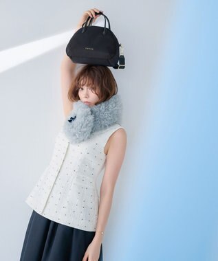 TOCCA 【ブローチ取り外し可】VELVET RIBBON FURTIPPET ティペット ブルー系