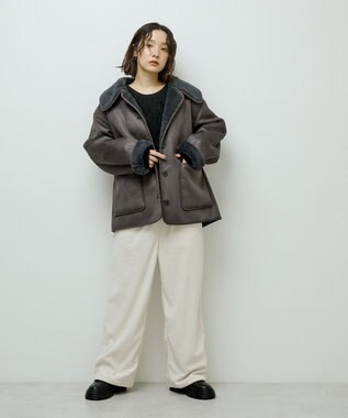 Green Parks フェイクムートンジャケット Charcoal Gray