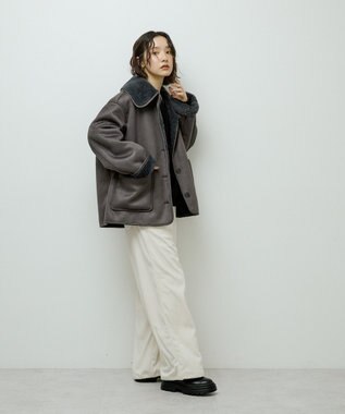 Green Parks フェイクムートンジャケット Charcoal Gray