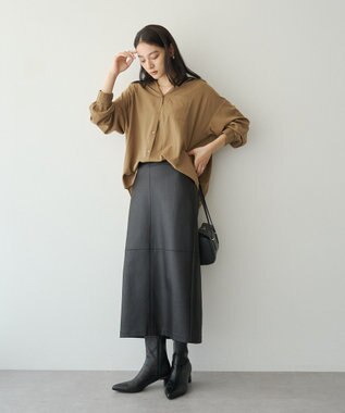 YECCA VECCA レザーライクナロースカート Black