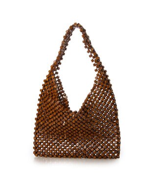 UNBILLION カシュカシュ cachecache / ウッドサイコロビーズワンハンドルバッグ キャメル