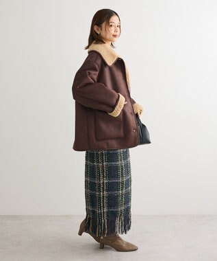 Green Parks フェイクムートンジャケット Brown