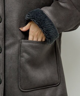 Green Parks フェイクムートンジャケット Charcoal Gray