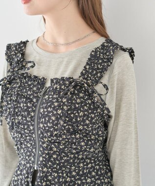 earth music&ecology フラワーペプラムビスチェ Black