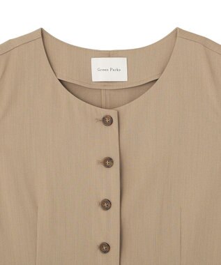 Green Parks クルーネック多釦ジレ Mocha