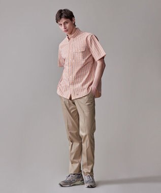 J.PRESS MEN 風が通るシアサッカーの清涼感【吸水速乾 / 高通気性】【クールマックス】サッカーギンガムチェック シャツ / B.D. オレンジ系3