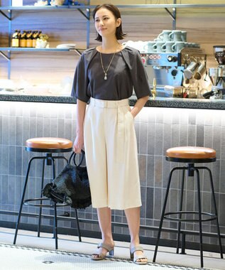 自由区 【XSサイズ~/洗える】ツイストプレインジャージー袖タック カットソー グレー系