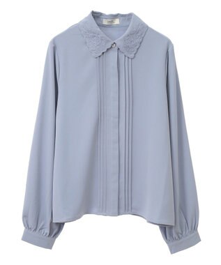 earth music&ecology 刺繍襟ブラウス Sax