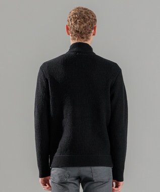 JOSEPH HOMME ニットブロックシルキーサテン　ニットブルゾン ブラック系