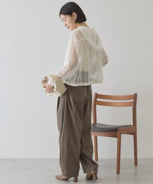 AMERICAN HOLIC 【先行予約】幾何学レースフードシャツ Off White