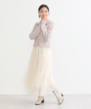 earth music&ecology シャギージップカーディガン Lavender