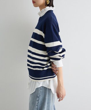 Green Parks スウェットライクニットプルオーバー Navy