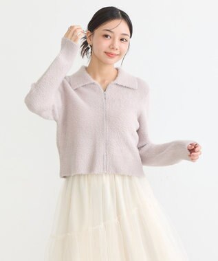 earth music&ecology シャギージップカーディガン Lavender