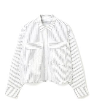 UNFILO シアークロップドシャツ モノトーンストライプ