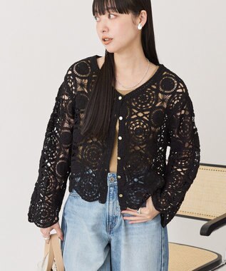 AMERICAN HOLIC クロシェニットVネックカーディガン