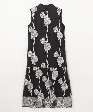 GRACE CONTINENTAL ハイネック刺繍ワンピース ブラック