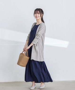 Tiaclasse 【洗える】ピンタックロングワンピース ネイビー